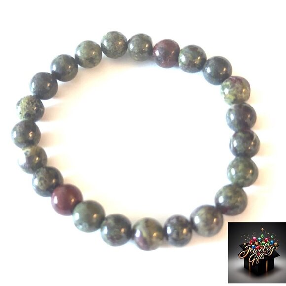 Dragon Blood Jasper Bracelet | 8mm Beads | 7.48” | Unisex Inner Strength Crystal - Picture 7 of 11